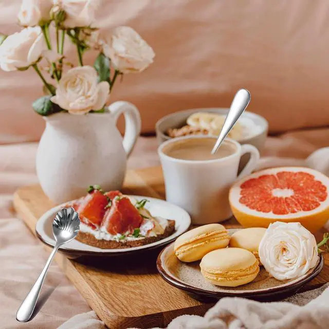 Alt view image 7 of 7 - 2PCS Shell Shape Stainless Steel Sugar Spoon, Small Spoons for Dessert Tiny Jelly Spoon Salt Spoon Mini Espresso Spoons Tea Spoons Vintage Stirring Spoons for Spice Chocolate, Jam, Dishwasher Safe