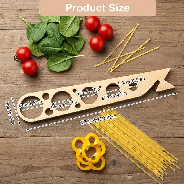 Alt view image 2 of 7 - Pasta Measuring Tool with 5 Measurings Holes | Wood Spaghetti Measuring Tool,Quick Spaghetti Portion Tools for Kitchen Cooking
