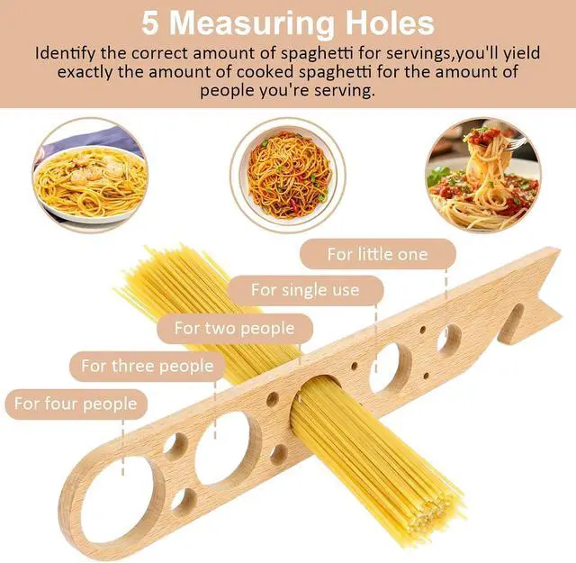 Alt view image 3 of 7 - Pasta Measuring Tool with 5 Measurings Holes | Wood Spaghetti Measuring Tool,Quick Spaghetti Portion Tools for Kitchen Cooking