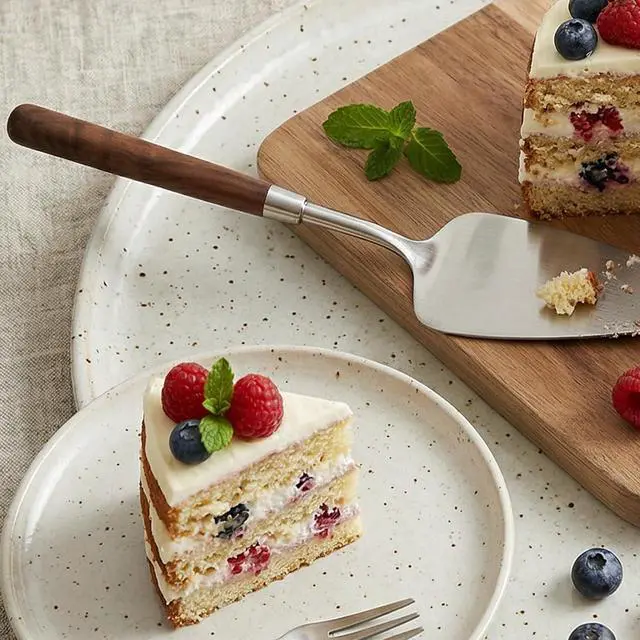 Alt view image 3 of 6 - Cake Cutting Set for Wedding Wedding Cake Knife and Server Set Stainless Steel Wood Cakes Serving Sets Cakes Decoration Tools for Birthday Bridal Anniversary Christmas Gift Silver