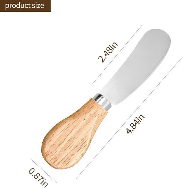 Alt view image 2 of 7 - Siutaga 4 Pcs Cheese Spreader Knives Butter Knife with Wooden Handle Stainless Steel Cheese Butter Knife for Cheese Cold Butter Jam Pastry and Other Kitchen Accessories 4.84 Inch