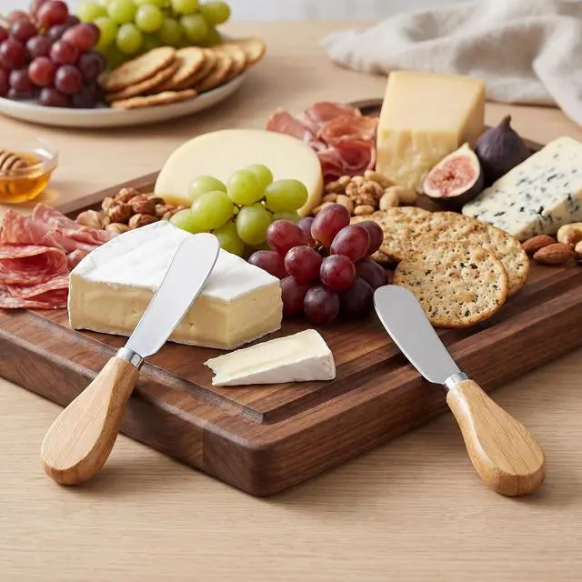 Alt view image 4 of 7 - Siutaga 4 Pcs Cheese Spreader Knives Butter Knife with Wooden Handle Stainless Steel Cheese Butter Knife for Cheese Cold Butter Jam Pastry and Other Kitchen Accessories 4.84 Inch