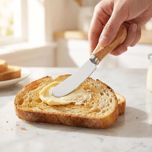 Alt view image 3 of 7 - Siutaga 4 Pcs Cheese Spreader Knives Butter Knife with Wooden Handle Stainless Steel Cheese Butter Knife for Cheese Cold Butter Jam Pastry and Other Kitchen Accessories 4.84 Inch
