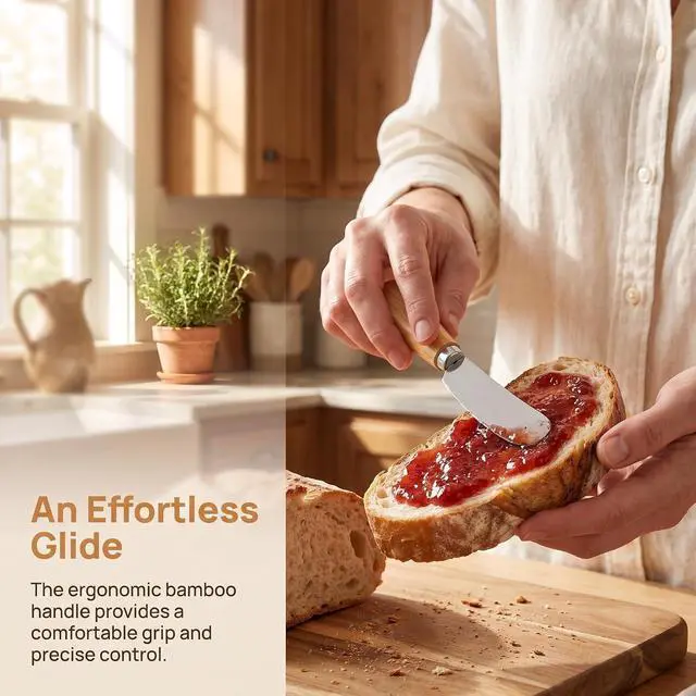 Alt view image 5 of 7 - Siutaga 4 Pcs Cheese Spreader Knives Butter Knife with Wooden Handle Stainless Steel Cheese Butter Knife for Cheese Cold Butter Jam Pastry and Other Kitchen Accessories 4.84 Inch