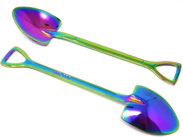 Alt view image 3 of 7 - Honbay 4PCS Stainless Steel Shovel Shape Coffee Ice Cream Dessert Spoons for Home and Party (colorful)