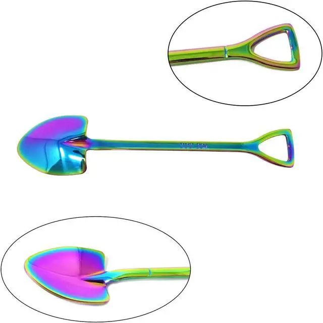 Alt view image 4 of 7 - Honbay 4PCS Stainless Steel Shovel Shape Coffee Ice Cream Dessert Spoons for Home and Party (colorful)