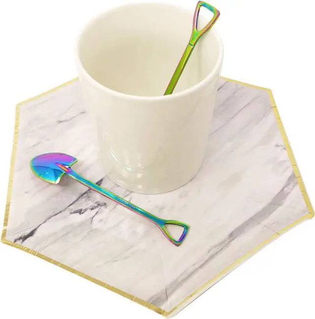 Alt view image 6 of 7 - Honbay 4PCS Stainless Steel Shovel Shape Coffee Ice Cream Dessert Spoons for Home and Party (colorful)