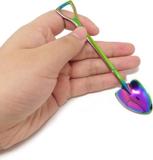Alt view image 5 of 7 - Honbay 4PCS Stainless Steel Shovel Shape Coffee Ice Cream Dessert Spoons for Home and Party (colorful)