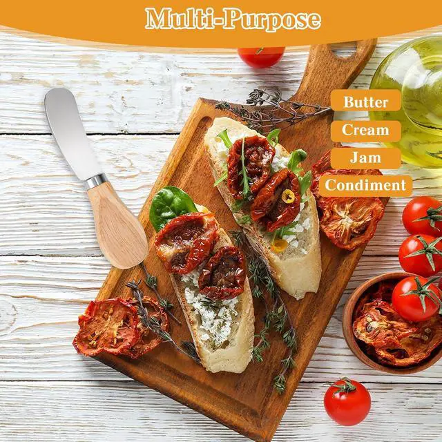Alt view image 3 of 7 - 2PCS Cheese Spreader Knives Butter Spreader Knife Spreading 4.8In | Stainless Steel Butter Knife Spreaders with Wooden Handle for Jam Charcuterie Pastry Kitchen Accessories Charcuterie Utensils