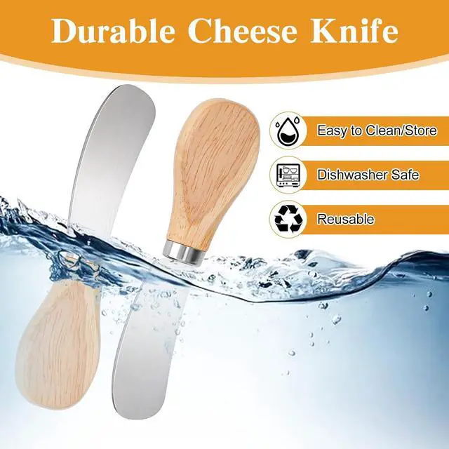 Alt view image 5 of 7 - 2PCS Cheese Spreader Knives Butter Spreader Knife Spreading 4.8In | Stainless Steel Butter Knife Spreaders with Wooden Handle for Jam Charcuterie Pastry Kitchen Accessories Charcuterie Utensils