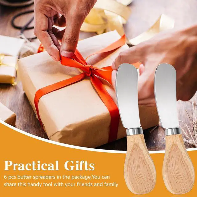 Alt view image 7 of 7 - 2PCS Cheese Spreader Knives Butter Spreader Knife Spreading 4.8In | Stainless Steel Butter Knife Spreaders with Wooden Handle for Jam Charcuterie Pastry Kitchen Accessories Charcuterie Utensils