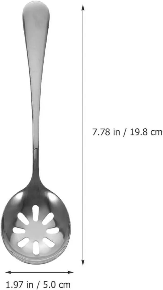 Alt view image 5 of 7 - Kichvoe Perforated Spoon Stainless Steel Slotted Spoon 7.79 Inch Small Serving for Draining Liquids Food Separation Kitchen Dining Table Restaurant Buffet