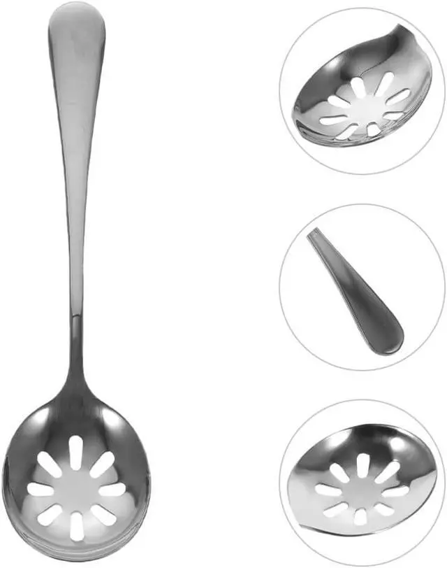 Alt view image 7 of 7 - Kichvoe Perforated Spoon Stainless Steel Slotted Spoon 7.79 Inch Small Serving for Draining Liquids Food Separation Kitchen Dining Table Restaurant Buffet