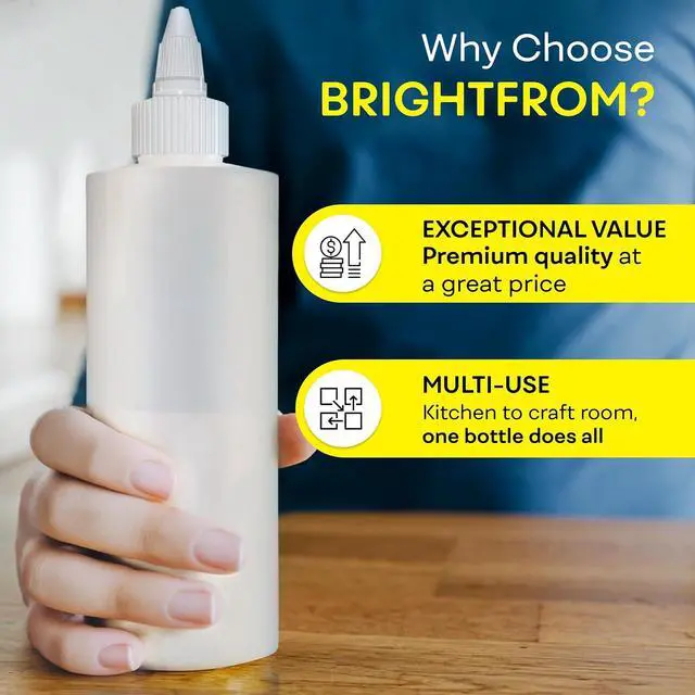 Alt view image 6 of 7 - BRIGHTFROM Condiment Squeeze Bottles, 16 OZ Empty Squirt Bottle with Twist Top Cap, Leak Proof - Great for Ketchup, Mustard, Syrup, Sauces, Dressing, Oil, Arts and Crafts, BPA FREE Plastic - 4 PACK