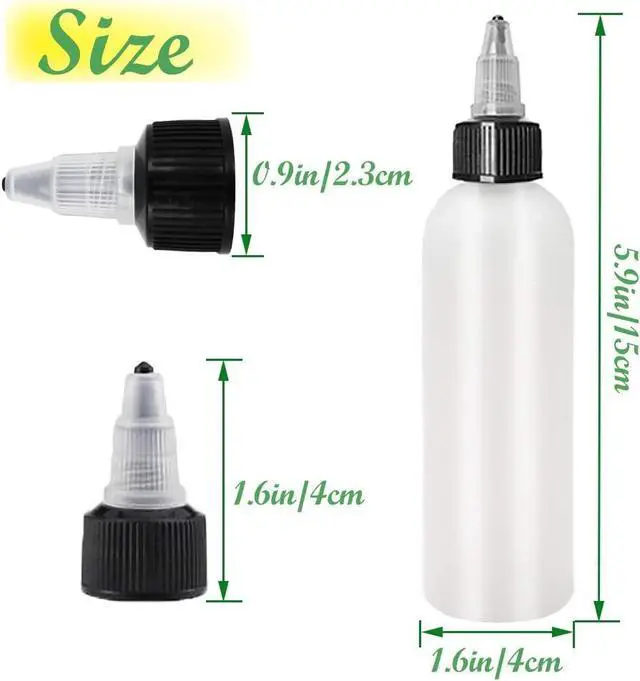 Alt view image 2 of 7 - 20-Pack 4oz/120ml Plastic Boston Squeeze Bottles with Twist Top Cap | White LDPE Bottles for Liquids, Inks, Oils, Crafts, Kitchen, Household