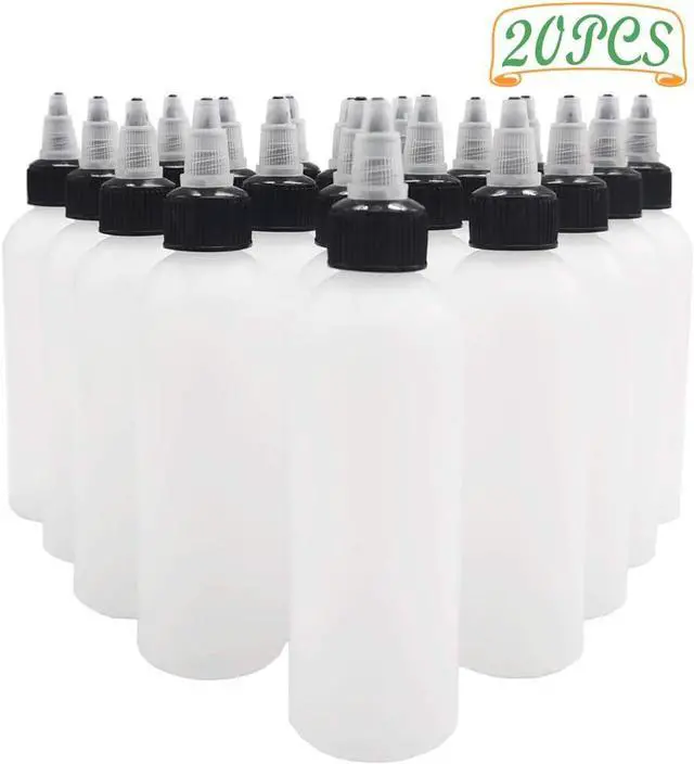 Alt view image 3 of 7 - 20-Pack 4oz/120ml Plastic Boston Squeeze Bottles with Twist Top Cap | White LDPE Bottles for Liquids, Inks, Oils, Crafts, Kitchen, Household