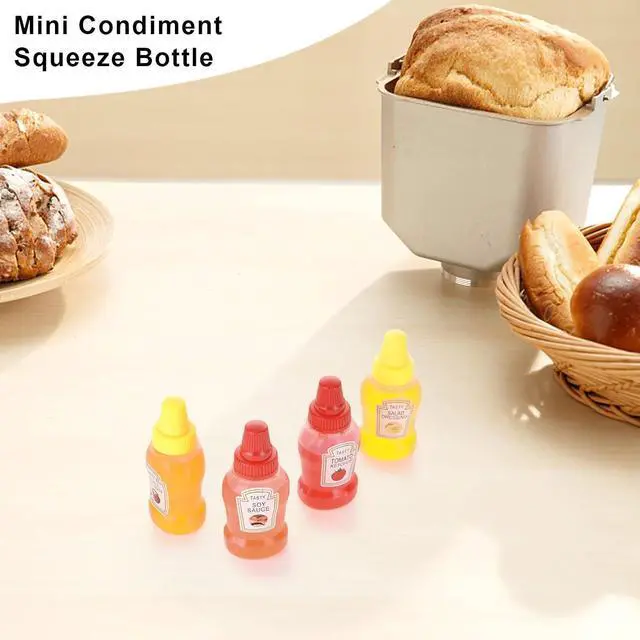 Alt view image 6 of 7 - Jspupifip 4Pcs Mini Ketchup Bottles 25ml Mini Condiment Squeeze Bottles | Portable Honey Sauce Salad Dressing Dispensers Jars Containers for Adults Lunch Box (4)