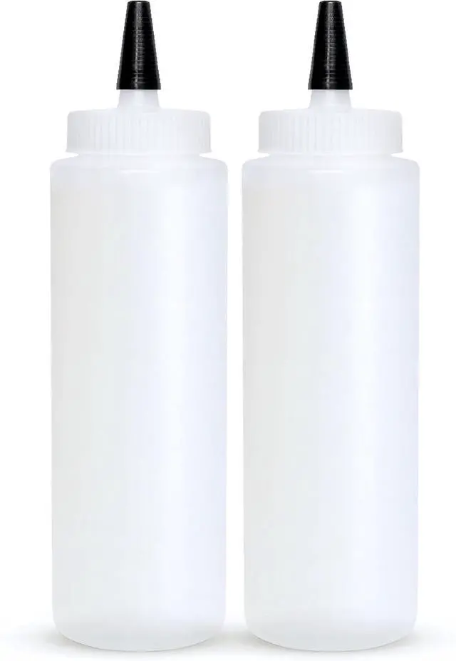 Main image of BRIGHTFROM Condiment Squeeze Bottles 8 OZ Wide Neck, Empty Squirt Bottles - Removable Top-Cap, Leak Proof for Ketchup, Mustard, Syrup, Sauces, Dressing, Oil, Arts, LDPE BPA FREE Plastic - 2 PACK