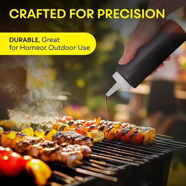 Alt view image 5 of 7 - BRIGHTFROM Condiment Squeeze Bottles 8 OZ Wide Neck, Empty Squirt Bottles - Removable Top-Cap, Leak Proof for Ketchup, Mustard, Syrup, Sauces, Dressing, Oil, Arts, LDPE BPA FREE Plastic - 2 PACK