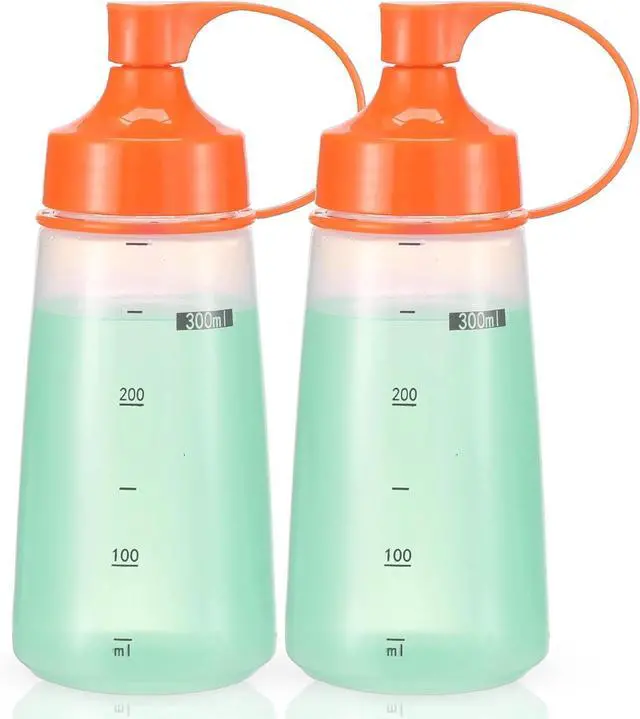 Main image of Squeeze Bottles Wide Mouth - Pack of 2 Condiment Bottle Squeeze BPA free for Chunky Sauces, Resin, Crafts, Condiment Squeeze Bottles 300 mL/10 oz. (Orange)