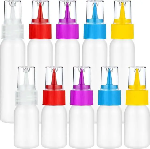 Main image of 10 Pcs Squeeze Bottles 30ml & 60ml Plastic Icing Bottles for Cake, Cookie, Pastry, Frosting, Food Coloring, DIY, and Ice Cream Decoration