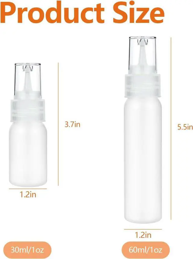 Alt view image 2 of 6 - 10 Pcs Squeeze Bottles 30ml & 60ml Plastic Icing Bottles for Cake, Cookie, Pastry, Frosting, Food Coloring, DIY, and Ice Cream Decoration