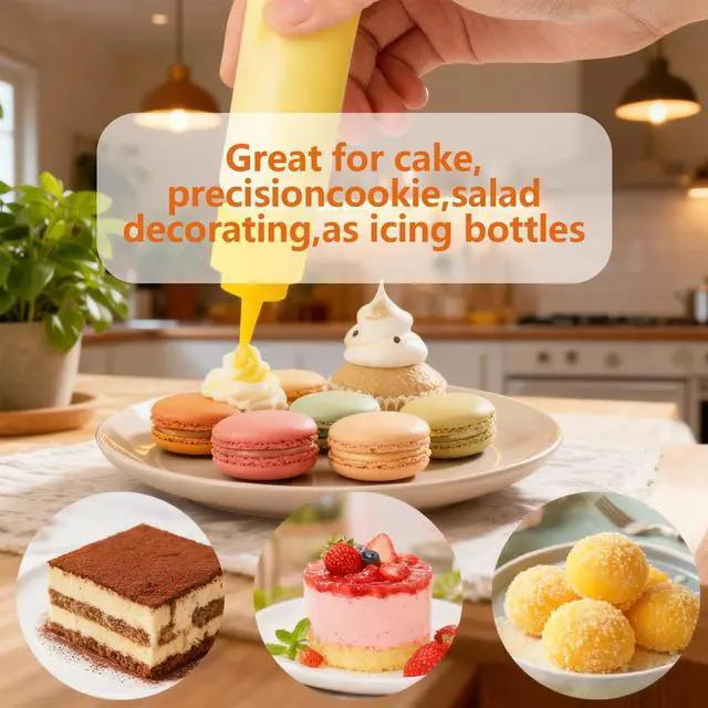 Alt view image 5 of 6 - 10 Pcs Squeeze Bottles 30ml & 60ml Plastic Icing Bottles for Cake, Cookie, Pastry, Frosting, Food Coloring, DIY, and Ice Cream Decoration
