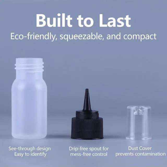 Alt view image 6 of 6 - 10 Pcs Squeeze Bottles 30ml & 60ml Plastic Icing Bottles for Cake, Cookie, Pastry, Frosting, Food Coloring, DIY, and Ice Cream Decoration