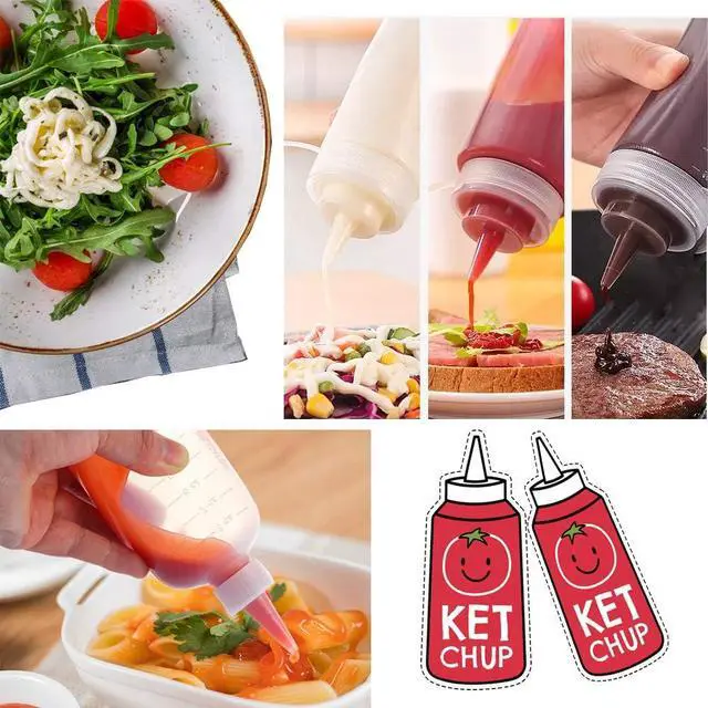 Alt view image 7 of 7 - Meirrnyyu 20 Pcs 4 Oz Plastic Squeeze Condiment Bottles with Twist-on Cap Lids,Sauce Bottle with Squeeze Top,Squirt Condiment Bottles for Ketchup,Mustard,Olive Oil and More