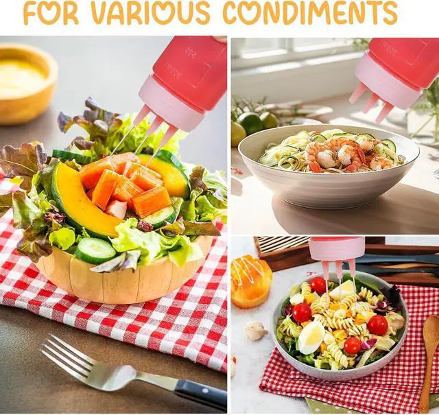 Alt view image 4 of 7 - Qianyu 3 Pcs 3 Hole Squeeze Bottle 300ml/10oz Tomato Ketchup Squirt Bottles Kitchen Condiment Squeeze Dispenser Container for Sauce Ketchup Mustard Syrup Oil BBQ Paint Honey Pancake