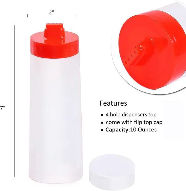 Alt view image 2 of 7 - Condiment Squeeze Bottles 4 Holes Drizzle Bottle With Lid Sauce Dispenser Container For Sauces Salad Dressing Ketchup Chocolate Frosting Icing Candy Kitchen Baking,2-pack