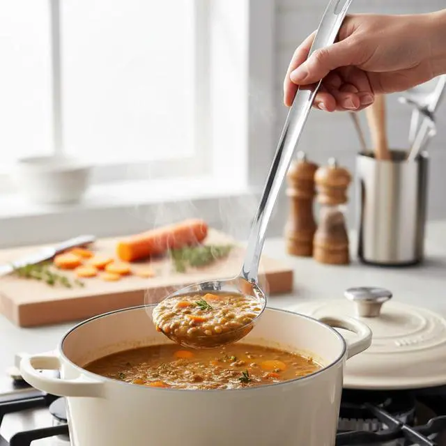 Alt view image 2 of 6 - Stainless Steel Soup Ladle, Kitchen Cooking ladle,13" Metal Ladles | Long Handle, Ample Bowl Capacity, Perfect for Stirring, Serving, Heavy Duty Dishware Safe