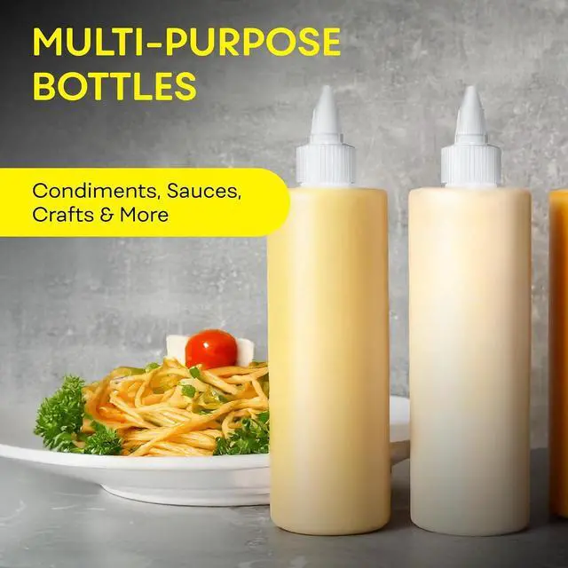 Alt view image 4 of 7 - BRIGHTFROM Condiment Squeeze Bottles, 16 OZ Empty Squirt Bottle with Twist Top Cap, Leak Proof - Great for Ketchup, Mustard, Syrup, Sauces, Dressing, Oil, Arts and Crafts, BPA FREE Plastic - 4 PACK