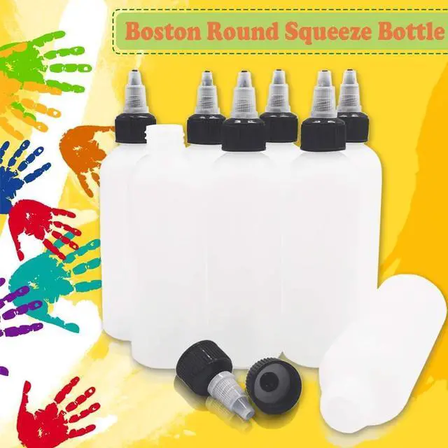 Alt view image 7 of 7 - 20-Pack 4oz/120ml Plastic Boston Squeeze Bottles with Twist Top Cap | White LDPE Bottles for Liquids, Inks, Oils, Crafts, Kitchen, Household