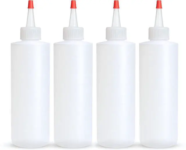 Main image of BRIGHTFROM Condiment Squeeze Bottles, 4 OZ Empty Squirt Bottle, Red Top Cap, Leak Proof - for Ketchup, Mustard, Syrup, Sauces, Dressing, Oil, Arts & Crafts, BPA FREE Plastic - 4 PACK