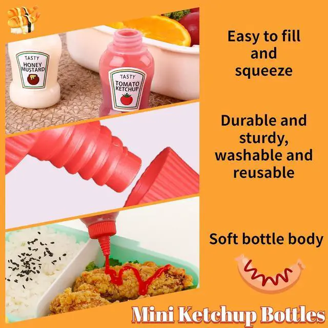 Alt view image 3 of 7 - Niurewan 8 Pcs Mini Ketchup Bottles,25ml Condiment Squeeze Bottle,Plastic Portable Containers Bottle for Adults,Office,Lunchbox,Picnic,Oil,Soy Sauce,Honey,Salad Dressing