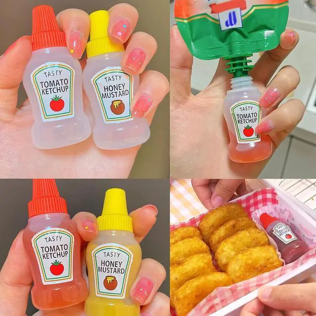 Alt view image 6 of 7 - Niurewan 8 Pcs Mini Ketchup Bottles,25ml Condiment Squeeze Bottle,Plastic Portable Containers Bottle for Adults,Office,Lunchbox,Picnic,Oil,Soy Sauce,Honey,Salad Dressing