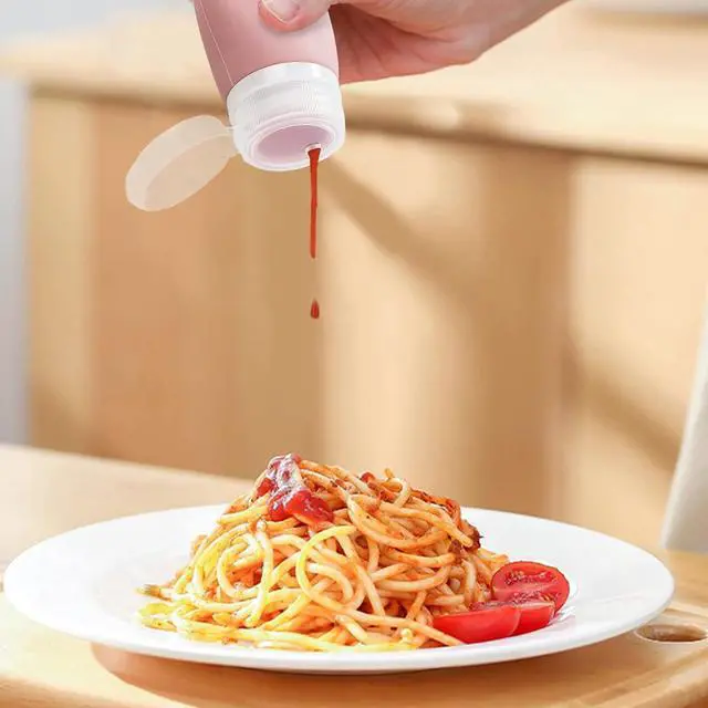 Alt view image 5 of 7 - 4Pcs Squeeze Salad Dressing Bottles, Leakproof Mini Sauce Condiment Bottles and Dressing to Go for Lunch, Portable Salad Dressing Container with 2Pcs Cleaning Brush (2OZ, 60ML)