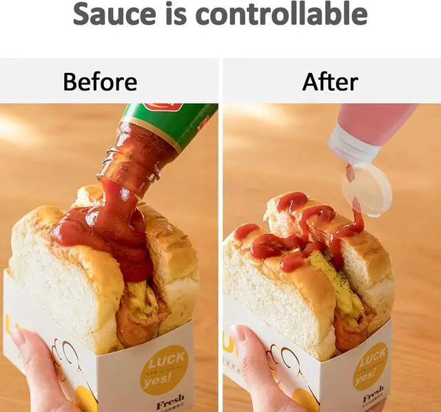 Alt view image 6 of 7 - 4Pcs Squeeze Salad Dressing Bottles, Leakproof Mini Sauce Condiment Bottles and Dressing to Go for Lunch, Portable Salad Dressing Container with 2Pcs Cleaning Brush (2OZ, 60ML)