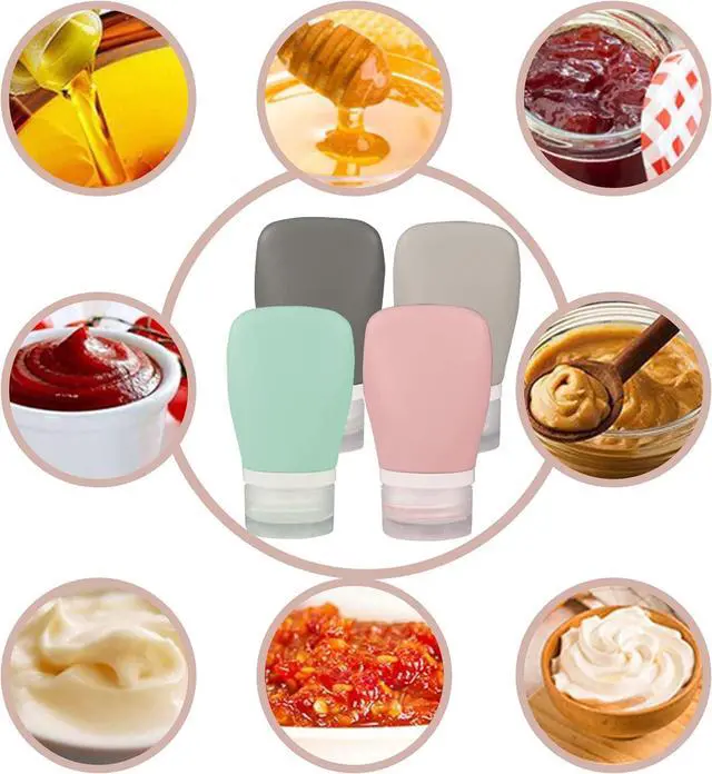 Alt view image 7 of 7 - 4Pcs Squeeze Salad Dressing Bottles, Leakproof Mini Sauce Condiment Bottles and Dressing to Go for Lunch, Portable Salad Dressing Container with 2Pcs Cleaning Brush (2OZ, 60ML)