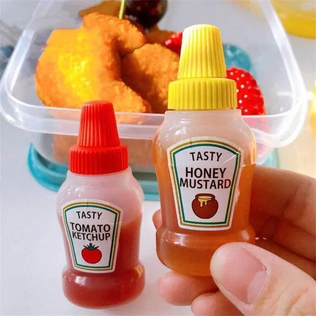 Alt view image 2 of 7 - 4Pcs Mini Ketchup Bottles, 25ml Refillable Condiment Squeeze Bottle Salad Dressing Tomato Bento Box Mayo Syrup Containers Condiment Squeeze Bottles