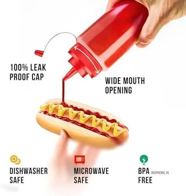 Alt view image 2 of 7 - Norcalway 12 oz Condiment Squeeze Bottles for Sauces - Leak Proof Oil, Syrup, Dressing Squirt Bottles - 3 Pack