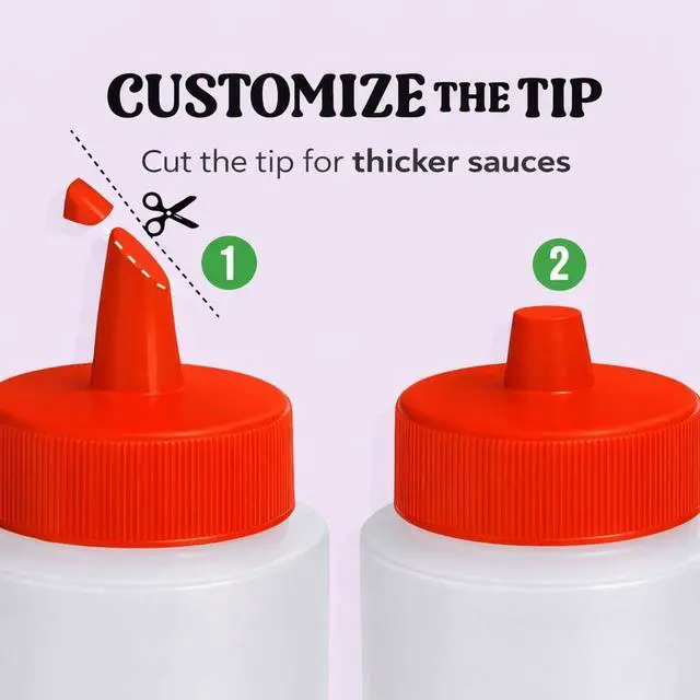 Alt view image 3 of 7 - Norcalway 12 oz Condiment Squeeze Bottles for Sauces - Leak Proof Oil, Syrup, Dressing Squirt Bottles - 3 Pack