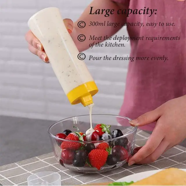 Alt view image 3 of 7 - AKOAK Four-Hole Seasoning Extruded Bottle, Plastic Spray Bottle for Ketchup, Salad Dressing, Mustard Sauce (Yellow)