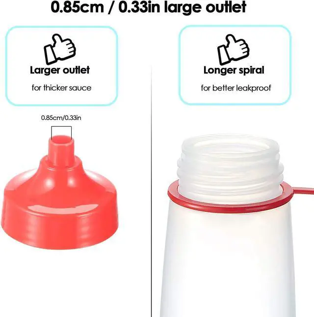 Alt view image 2 of 6 - Condiment Squeeze Bottle for Sauces Wide Mouth, Plastic Squeeze Bottles for Condiments, Paint, Ketchup, Mustard, Oil, Resin, Baking, Cake Decorating, Cleaning, BPA Free-Food Grade (19 oz., 2, Count)