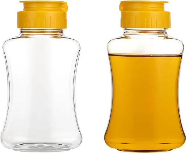 Main image of SynHHergyx 2 Pack Empty Plastic Honey Squeeze Bottles, 180ml/ 6oz Leakproof Honey Dispenser No Drip Squeeze Jars with Flip Lid Condiment Container for Ketchup Mustard Dressing Sauce Batter Oil