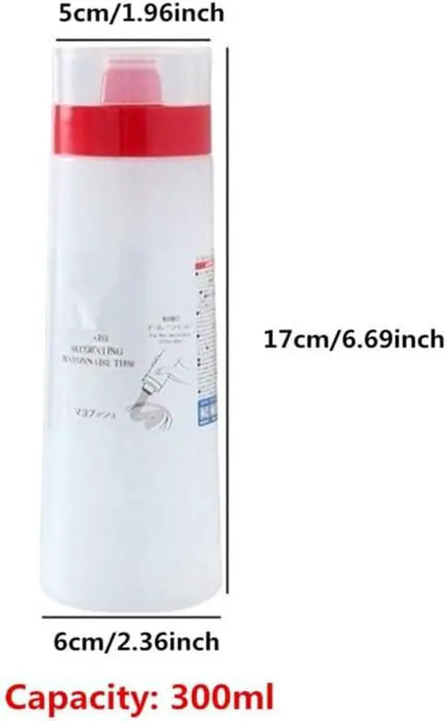 Alt view image 2 of 7 - Jilukibo 4 Hole Jam Squeeze Bottle with Cap Lids, 300ml Large Capacity Leak Proof Condiment Squeeze Sauce Bottles for Salad Dressing, Ketchup, Mayonnaise, Olive Oil (2 Pack)