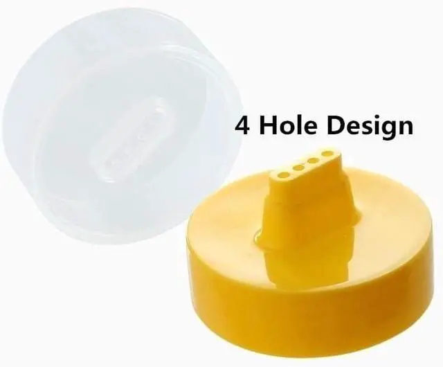 Alt view image 3 of 7 - Jilukibo 4 Hole Jam Squeeze Bottle with Cap Lids, 300ml Large Capacity Leak Proof Condiment Squeeze Sauce Bottles for Salad Dressing, Ketchup, Mayonnaise, Olive Oil (2 Pack)
