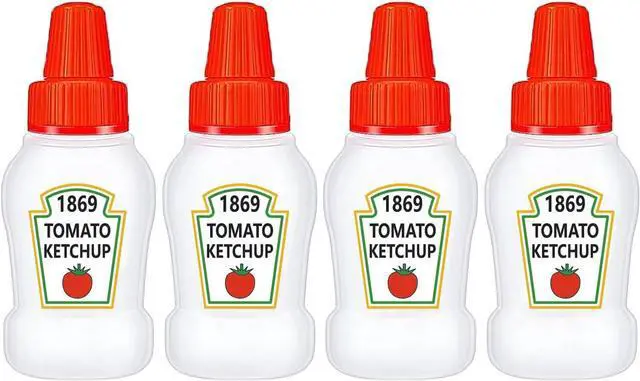 Main image of 4 Pieces Mini Ketchup Bottle for Bento Box Accessories, 1 oz Condiment Squeeze Bottles Empty Plastic Salad Dressing Container Tomato Ketchup Condiments Squirt Squeezable Jar for Sauces Syrup