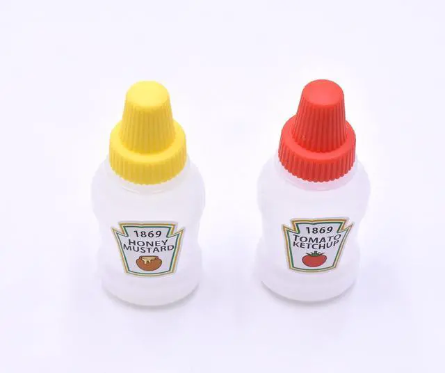 Main image of Aliotech 2pcs Mini Ketchup Bottles Condiment Honey Mustard Squeeze Refillable Tomato Ketchup Bottle Plastic Portable Squeezable Squirt Condiments
